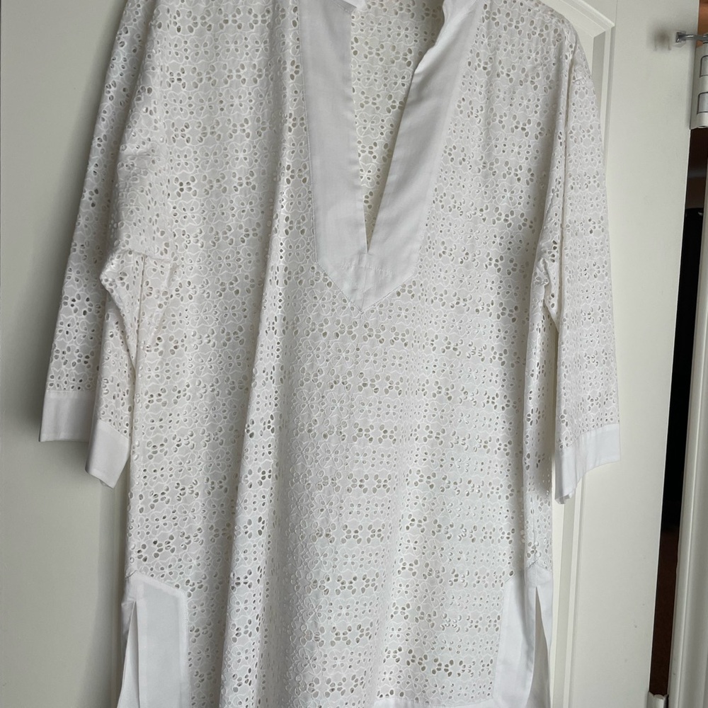 White Tori Burch Eyelet Women’s Tunic Shirt NWT